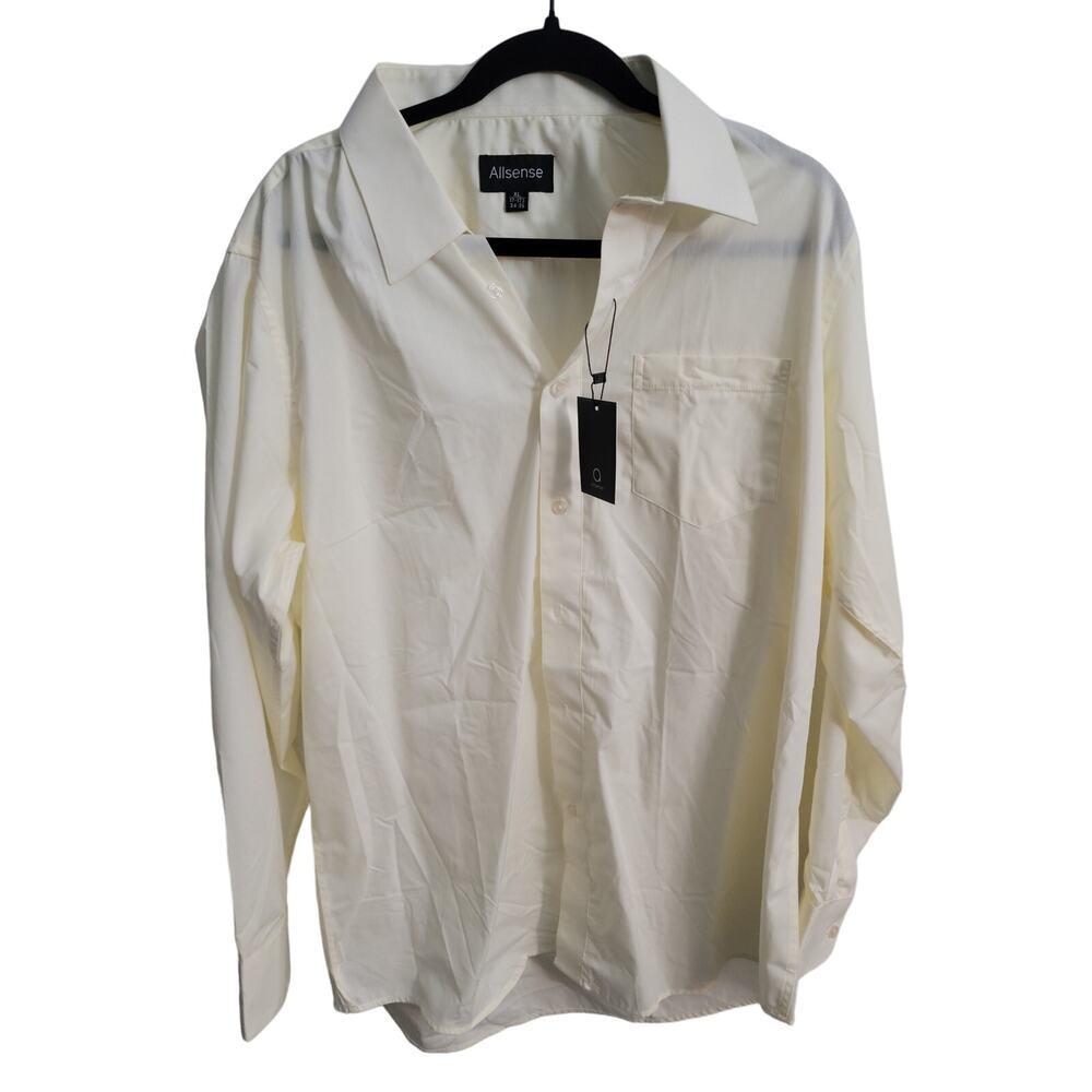 Allsense Men's Formal Button Down Yellow Dress Shirt Size XL - Picture 1 of 4